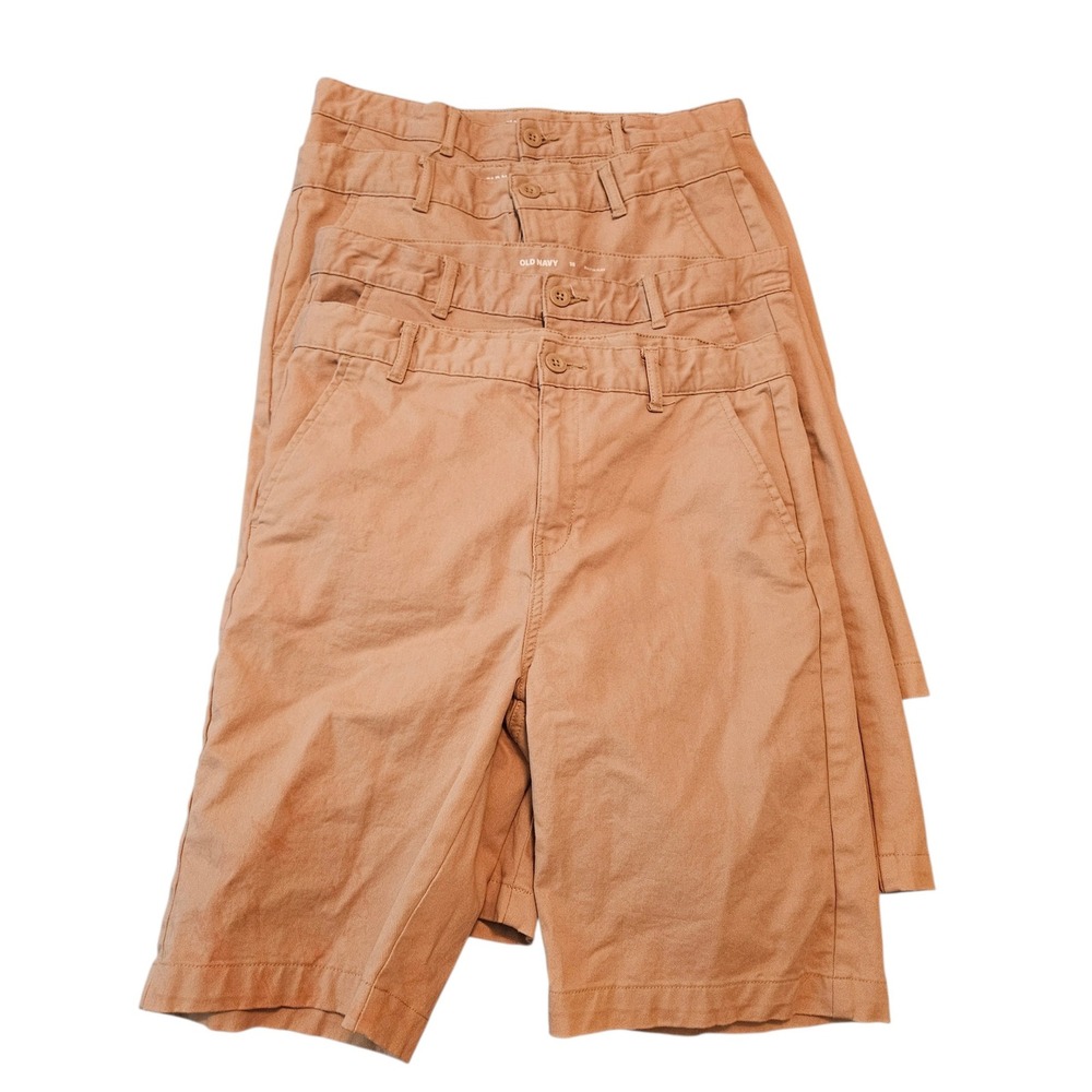 Old Navy Boys 18 Lot of 4 Built-In Flex Khaki Chino Shorts Tan Adjustable Waist